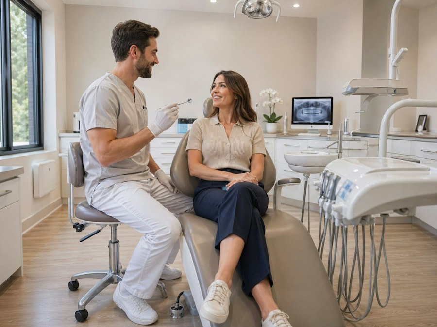 Dentist consulting an international patient in Dhaka